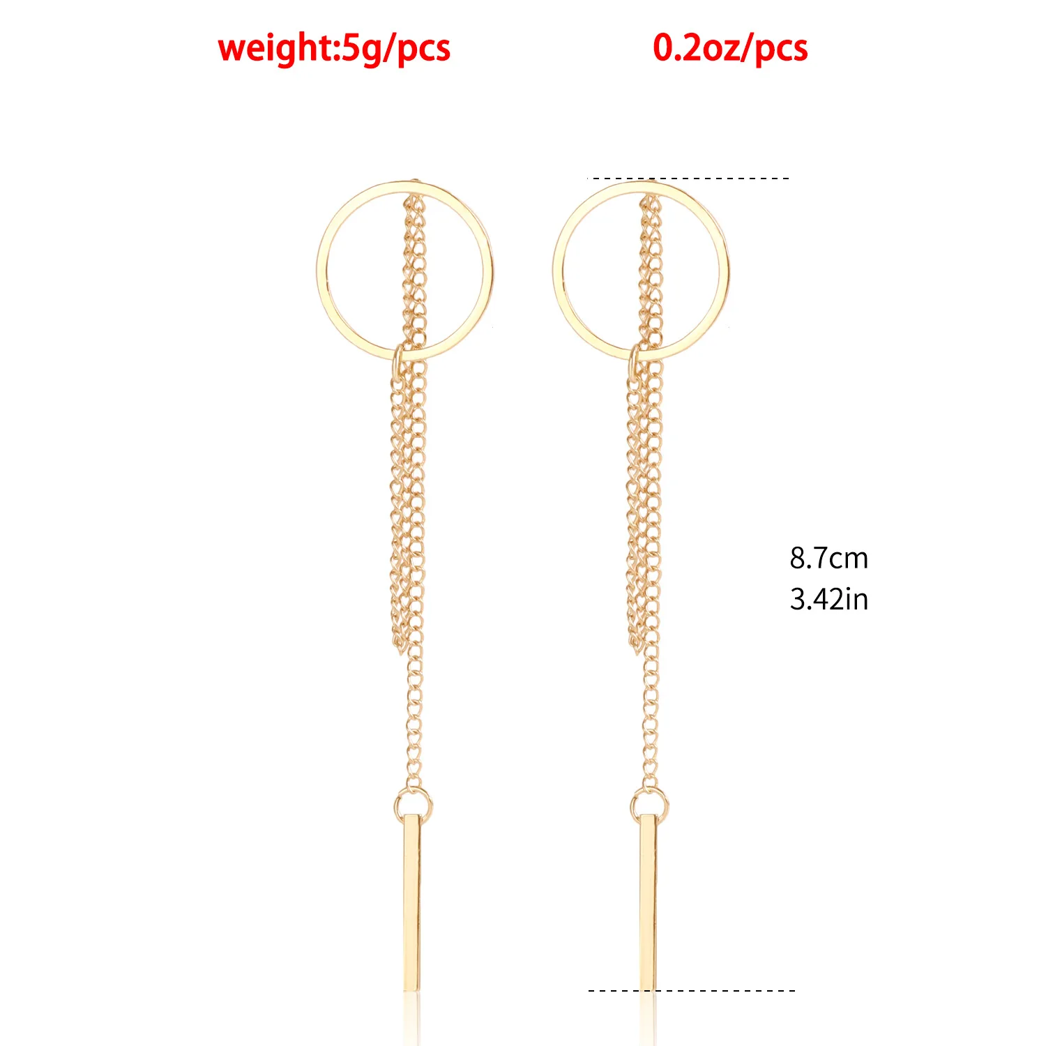 klorean Style Popular Design Long Earrings Hollow Circle Metal Black Round Pendants Geometric Tassel Hanging Earring