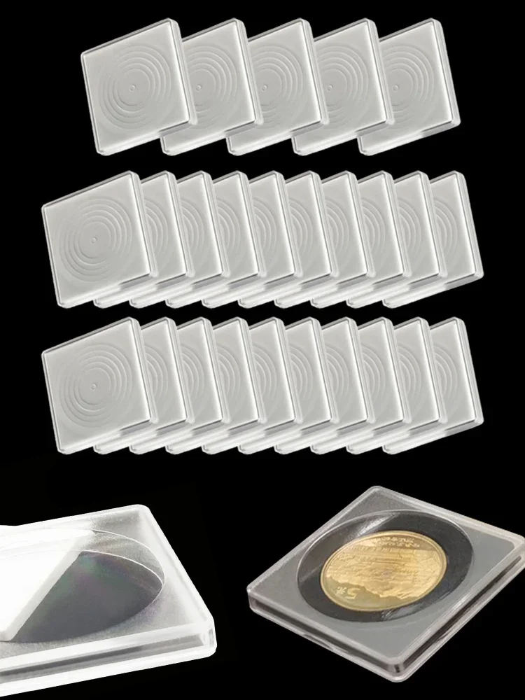 20pcs Transparent Plastic Coin Holder Coin Collecting Box Case For16-40mm Coins Storage Capsules Protection Boxes Container