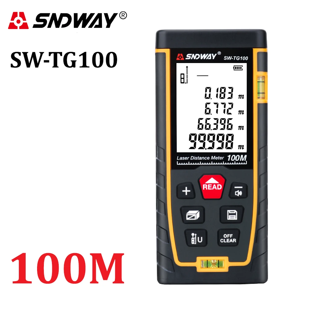 SNDWAY Laser Distance Meter 100M Laser Rangefinder Trena Laser Tape Range Finder Build Measure Device Ruler Test Tool