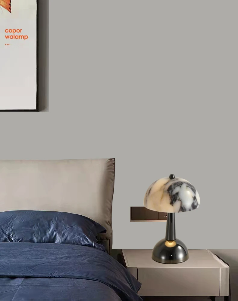Rechargeable Battery LED Night Light Natural Marble Black