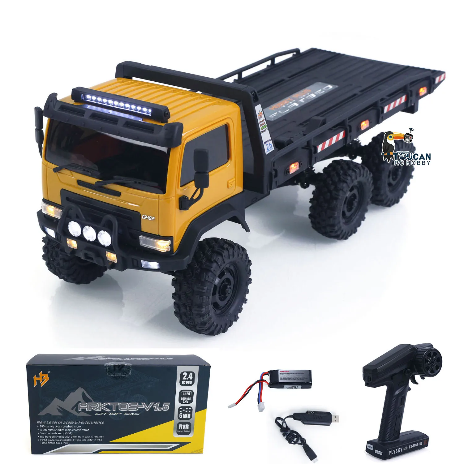 Hobby Plus 1/18 Remote Control Off Road Car 6X6 RC Flatbed Truck 2Speed Gearbox Flysky ESC 280 Brushed Motor 6CH Radio RTR