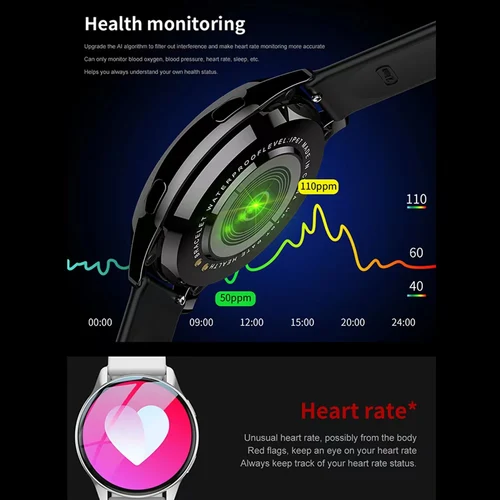 Imagen 2 del producto Nuevo reloj inteligente con llamada Bluetooth para mujer, control del ritmo cardíaco y de la presión arterial, relojes inteligentes impermeables para hombres, reloj inteligente para Samsung IOS