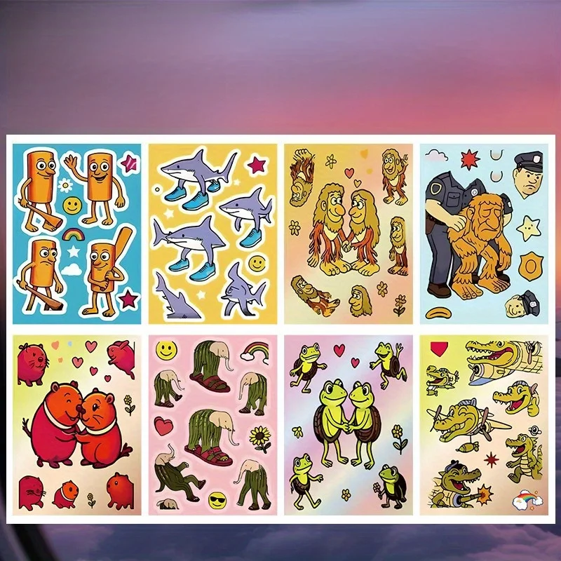 8 أوراق/حزمة Tung TunTung Sahur مجردة متعة الإبداعية تلبيس ملصقات الكرتون متعة ملصقات DIY بها بنفسك ملصقات الكولاج واللباس #5