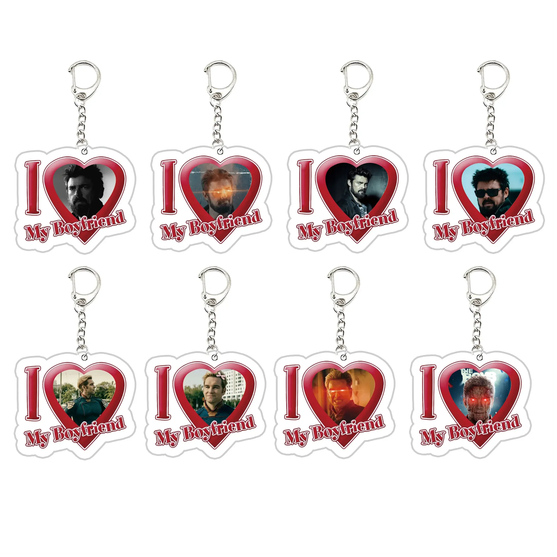 Hot TV The Boys Keychains Keyring My Boyfriend Homelander Billy Butcher Key Chain Ring Pendant Keyring Jewelry Cute Fans Gifts