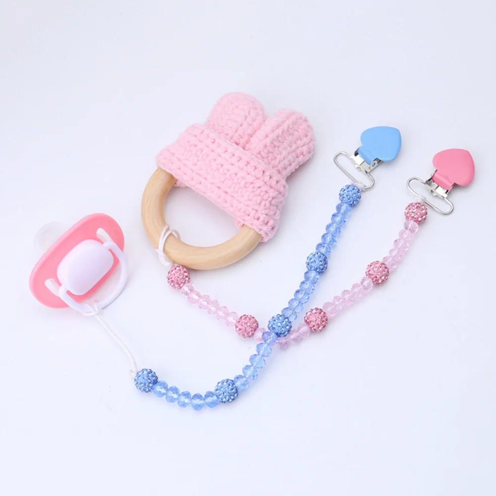 

White Pacifier Chain Holder Universal Fit All Pacifiers Teethers Soothers Lightweight Easy Clean Pacifier Clip
