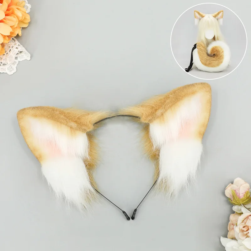 Zestaw uszu i ogona Shiba Inu Cosplay Zwierzęce Uszy Anime Rekwizyt na Konwent