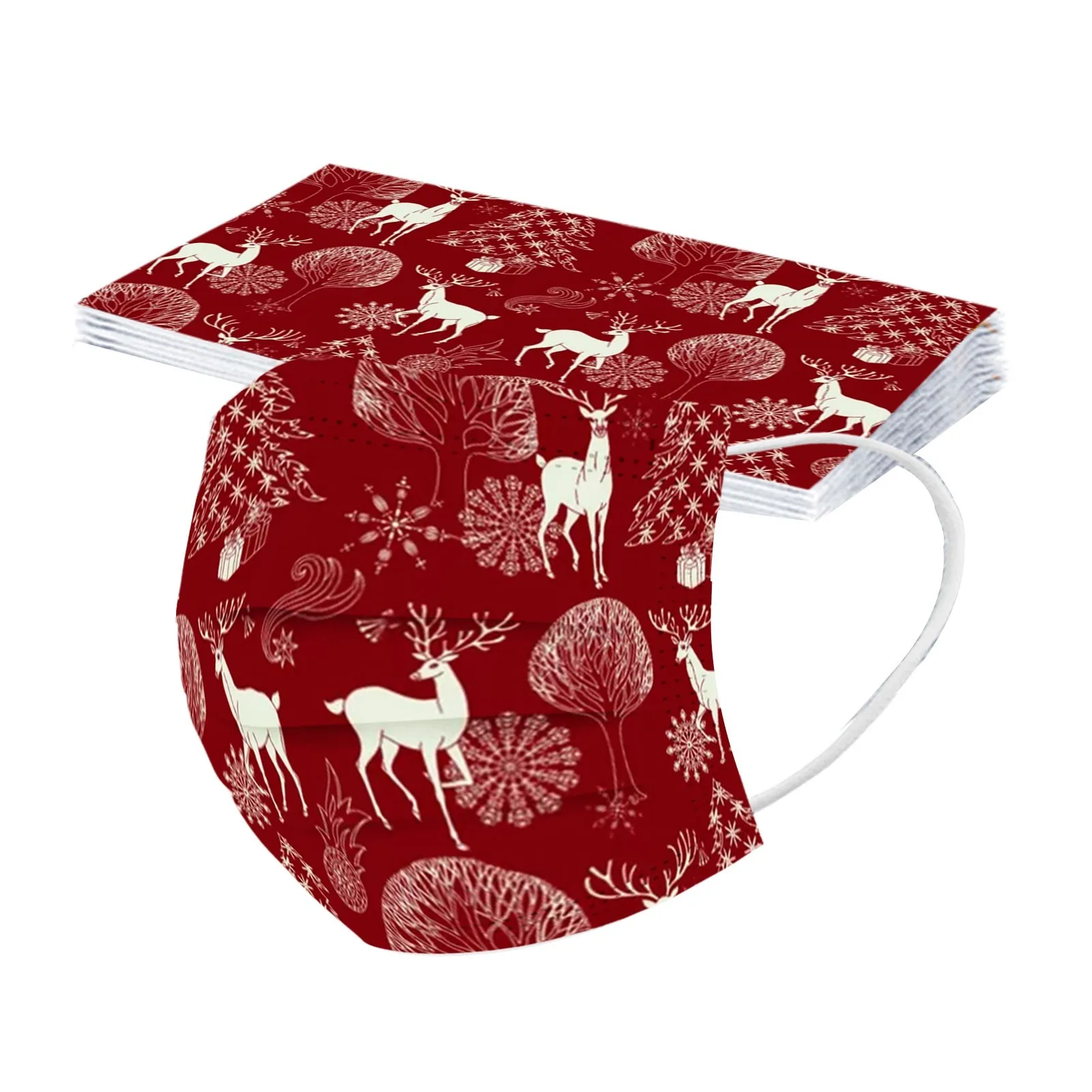 قناع طباعة عيد الميلاد للأطفال ، 3 طبقات ، مقاوم للغبار ، واقي للوجه ، خارجي ، صناعي ، للاستعمال مرة واحدة ، 10 #5