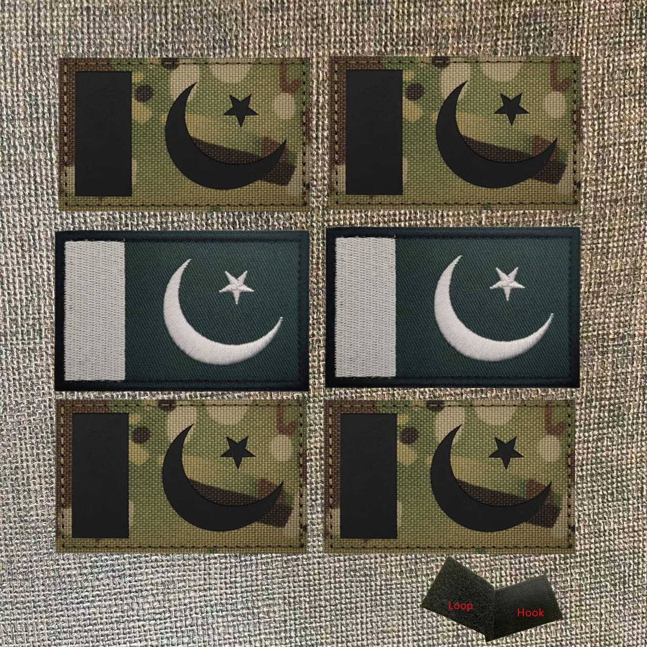 Pakistan Laser Cut Reflective IR Flag Magic Sticker Embroidered Cloth Patch Military Patch for Clothing Hook and Loop Embroidery
