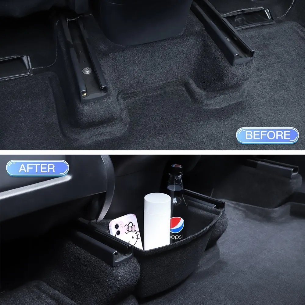 YZ For Tesla Model Y Rear Center Console Organizer Tray Flocking For Tesla ModelY Storage Box Car Case Accessories