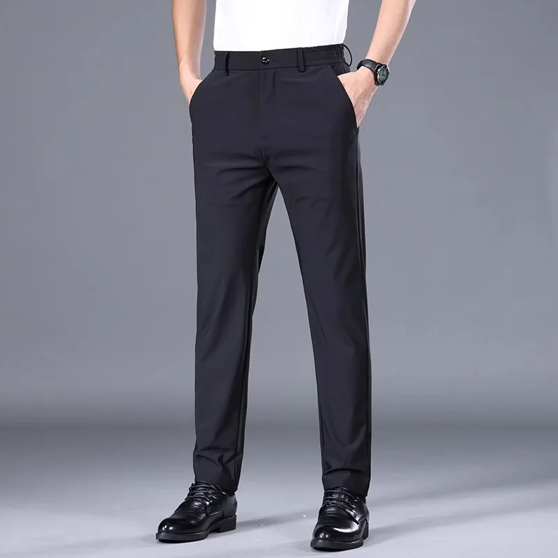 streetwear  mens ice silk casual pants men\'s trousers moletom masculino 2024summer newstyle business suit baggy men clothing1:1