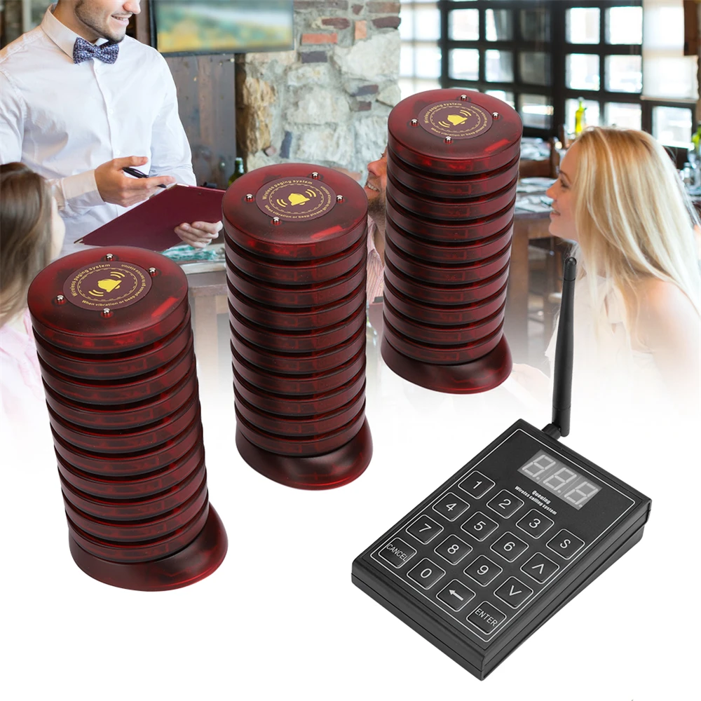 ​Wireless Calling Paging System Restaurant Pager Waiter Pagers Guest Paging Queuing System Receiver for Cafe Fast Food