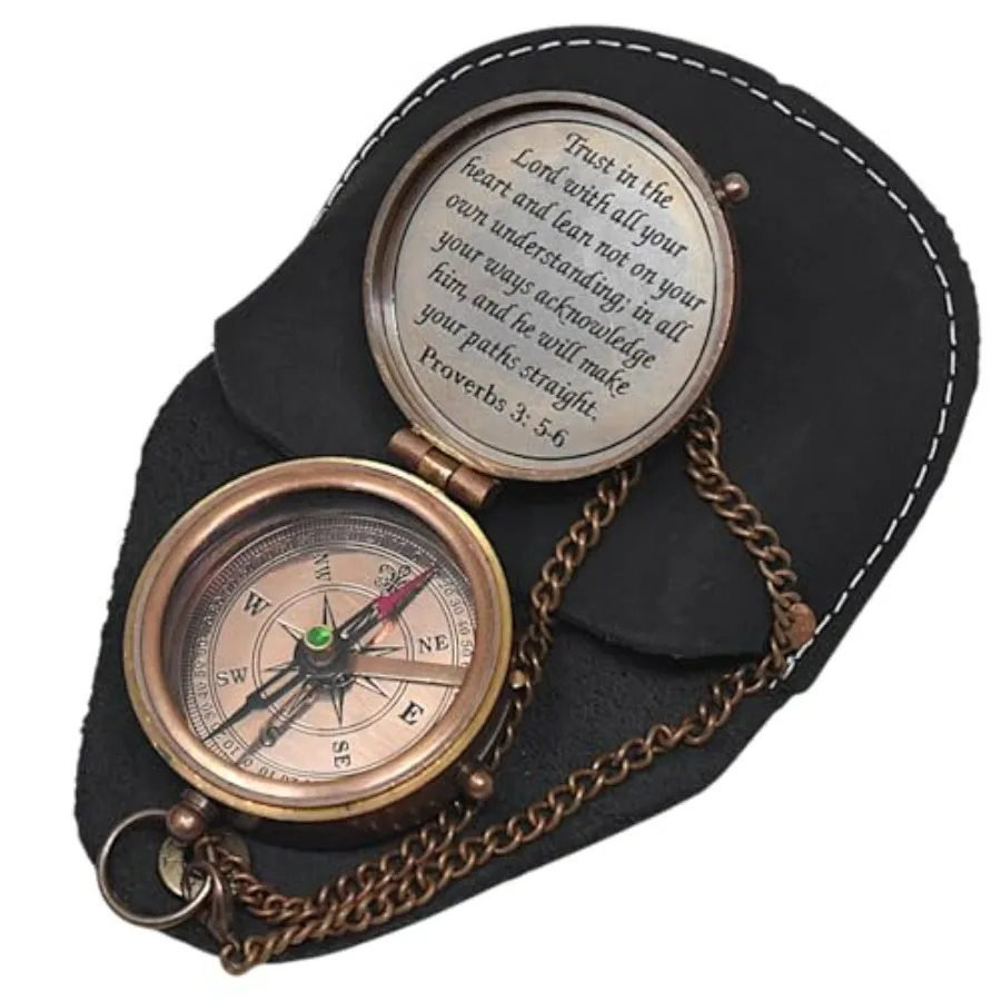 

Proverbs 3: 5-6 Engraved Compass Gift for Men, Trust In The Lord Inscription Compasses Graduation Gift, Confirmation Gift, Bapt
