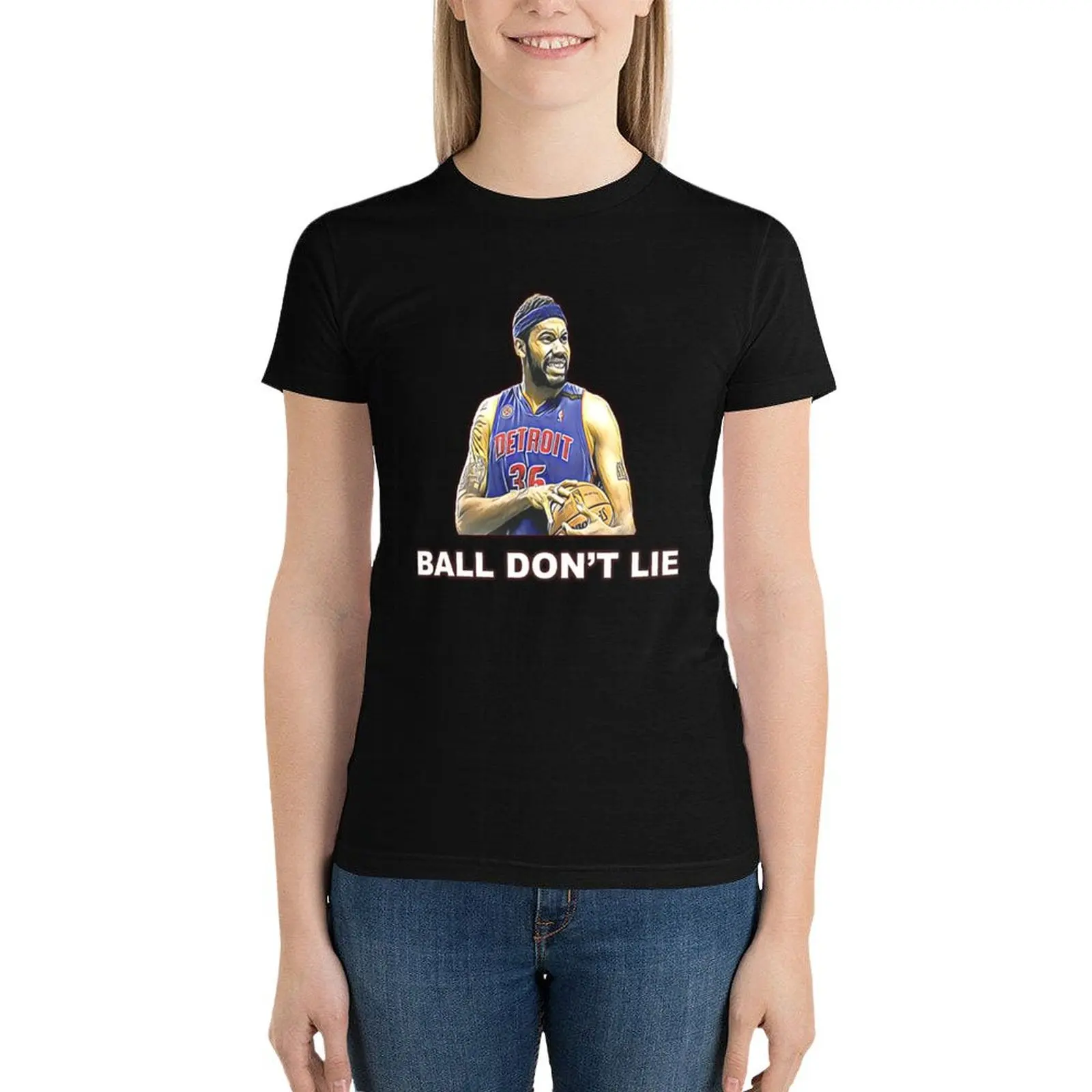 Rasheed Wallace Ball Don t Lie, Rasheed Wallace's Ball Does Not Lie T-Shirt summer top oversized graphic t-shirts for Women