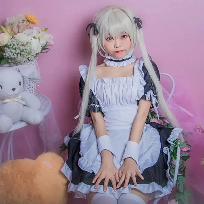 

Аниме Yosuga No Sora Kasugano Sora Maid Косплей Костюм Сексуальный фартук Платье Униформа Meidofuku Sissy Lolita Костюм для Хэллоуина