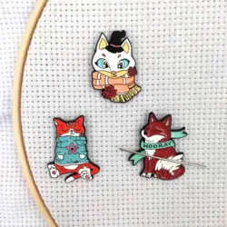Needle Minder Magnet DIY Needle Holder Embroidery Cute Needle Nanny Cross Stitch Magnetic Needle Keeper Needleminder Fox Cat