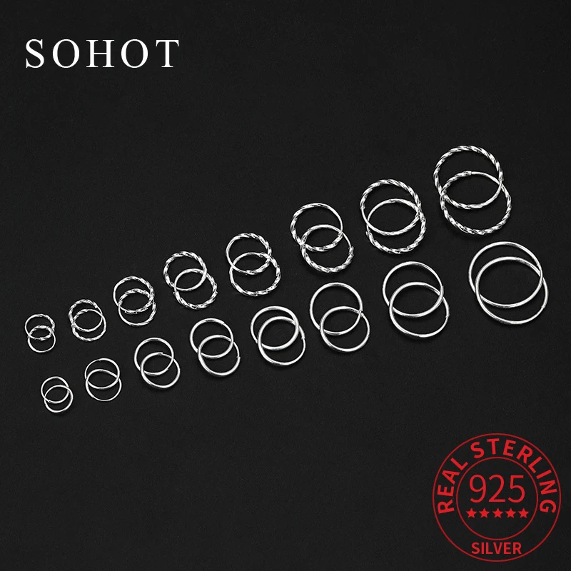 

Real 925 Sterling Silver Twisted Round Hoop Earrings for Women Trendy Fine Jewelry Minimalist Geometric Accessories