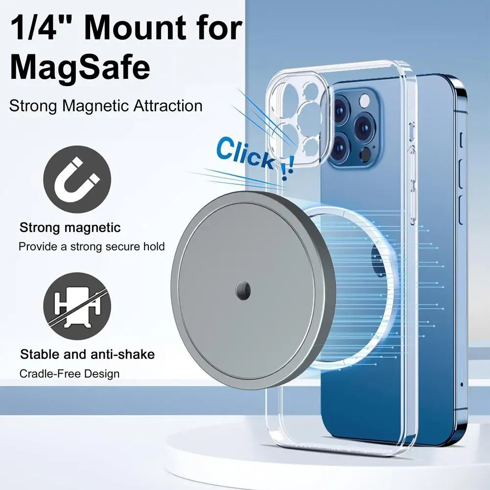 for MagSafe 1/4' Universal Mount Magnetic Tripod Adapter With Screw Hole Photography Gimbal Camera Tripod Phone Holder Accessory - view 2