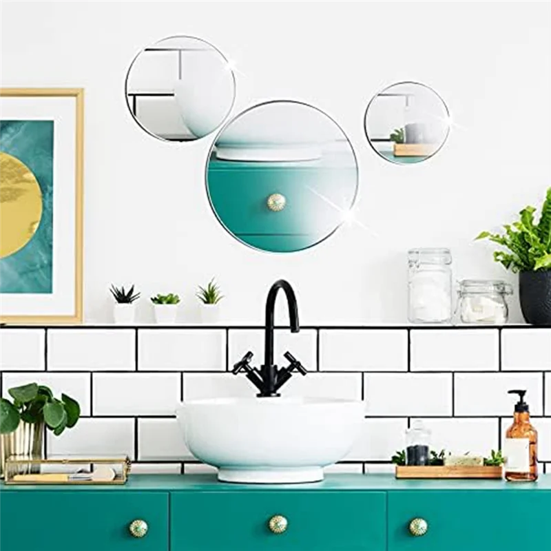 

100 Pieces Mini Size Round Mirror Small Round Mirror Adhesive Mirror Round Craft Mirror Tiles For Crafts Easy Install-New