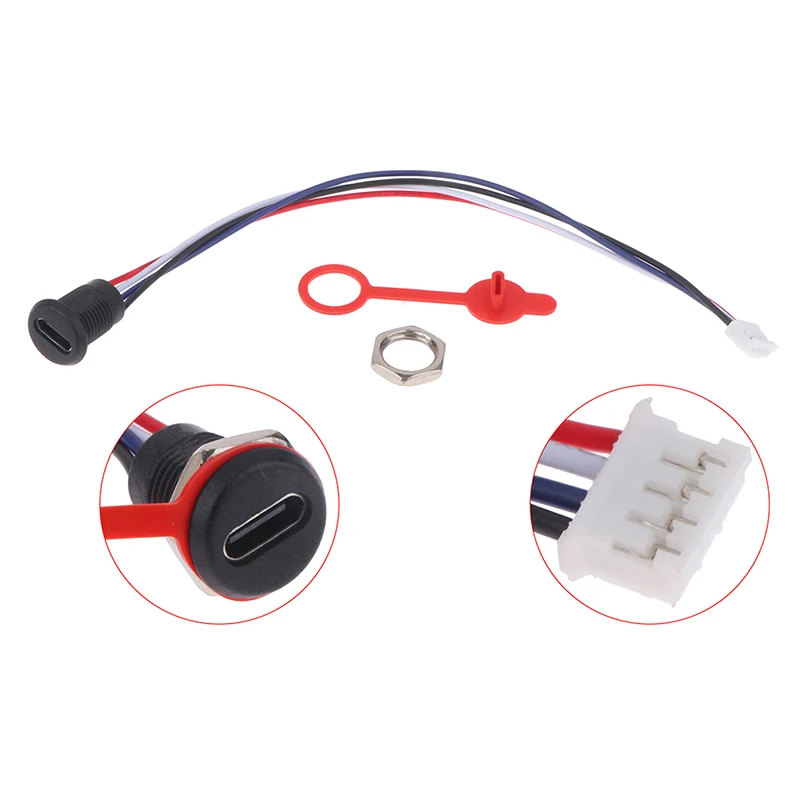 USB-C 4Pin high current charging socket with PH2.0 nut snap lock plate USB TYPE-C female type C waterproof female connector Jac