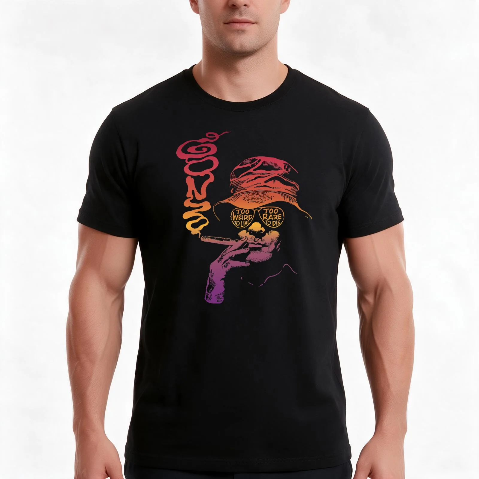 Gonzo Sheriff T-Shirt, Summer Casual Cotton Tee, Oversized Streetwear Tops, Vintage Graphic Print, Loose Fit Short Sleeve