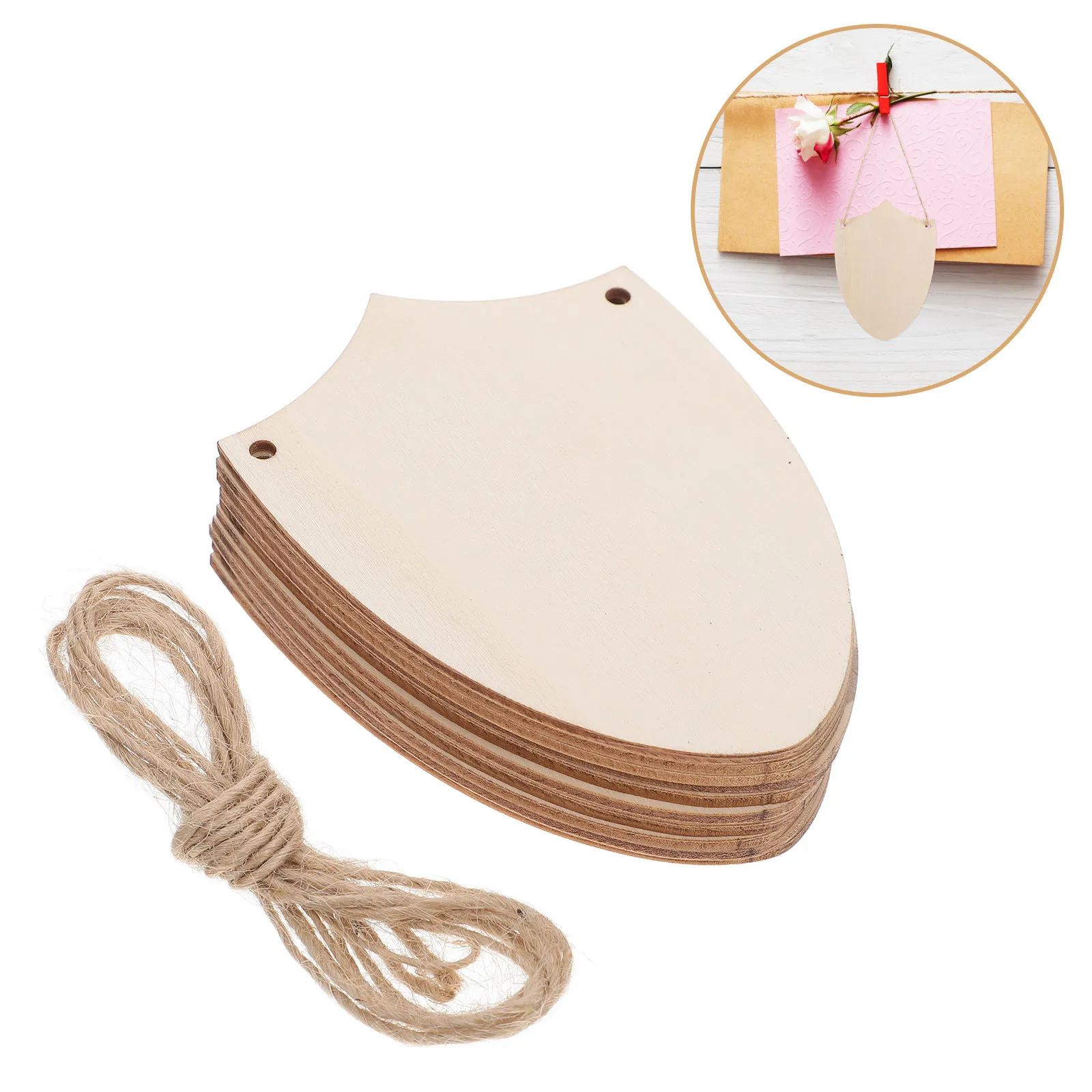 10Pcs Wooden Shield Cutouts Blank Unfinished DIY Craft Shapes for Painting Staining Home Wall Decor Party Christmas Birthday