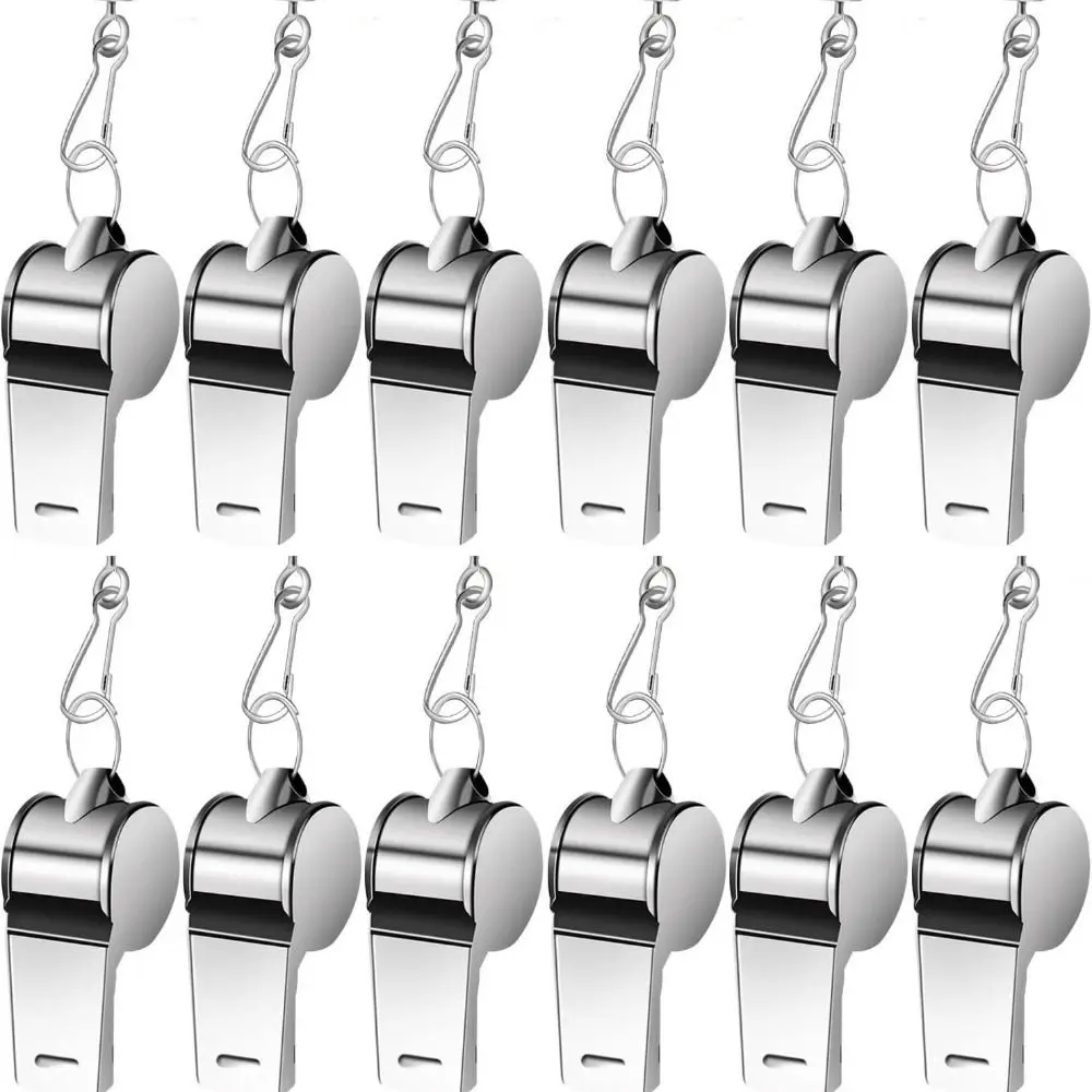 Metal Outdoor Survival Whistle Stainless Steel With Rope Party Training School Soccer Whistle 3.8cm