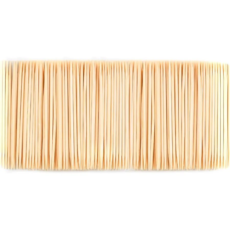 1000 palillos de dientes de bambú para barbacoa, limpieza de frutas y dientes, palillos redondos de madera de doble punta para aperitivos y aceitunas