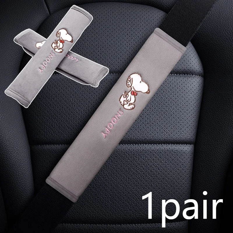 2 قطعة سنوبي غطاء حزام مقعد السيارة الكرتون أفخم حزام أمان السيارة وسادة العالمي السيارات الاطفال الكتف وسادة حامي السيارة الداخلية