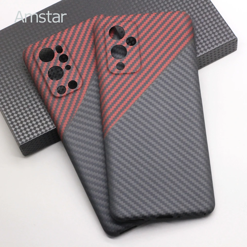 

Amstar Dual Color Genuine Carbon Fiber Phone Case for OnePlus 9 Pro Ultra-thin Anti-fall Aramid Fiber Case Cover for OnePlus 9.