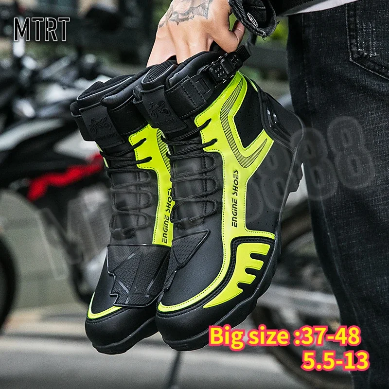 Big Size Motorcycle Boots Men Women Breathable Motos Riding Shoes Outdoors Hiking Adventure Sports Shoes Motorbike Accessory