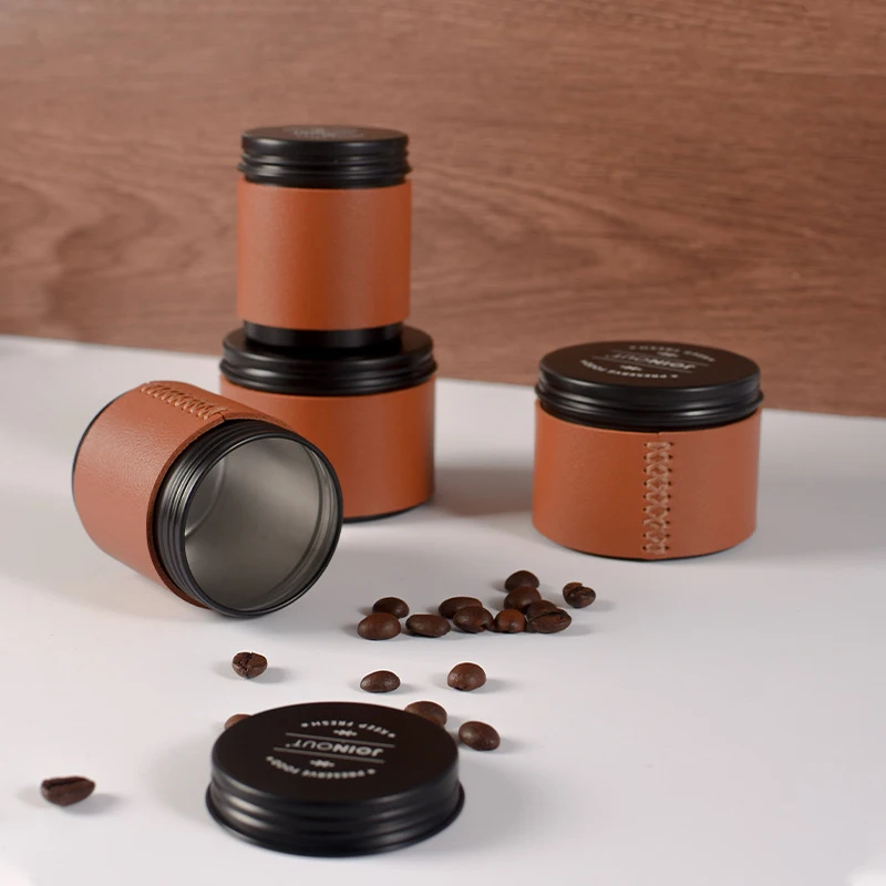 Portable Mini Coffee Bean Storage Jar Aluminum Alloy Coffee Powder Sealed Tank Outdoor Camping Coffee Bean Tea Storage Containe