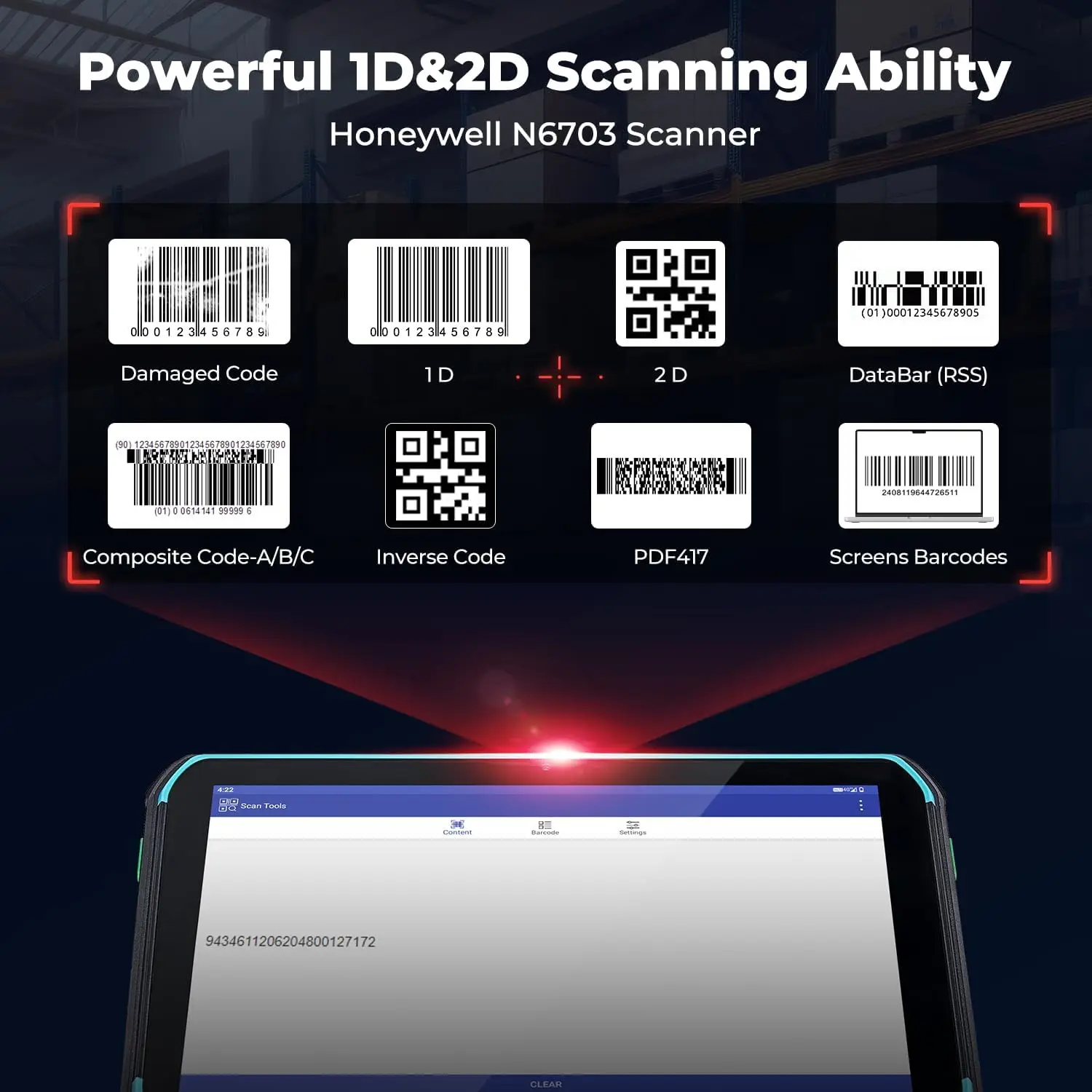 Android 13 Rugged Honeywell N6703 Wifi5 BT 4G Lte GPS 1D/2D/QR Barcode Scanner 6G 128G Option Warehouse 8