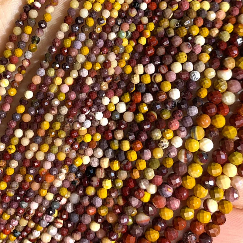 2 3 4MM Faceted Stone Beads Natural Apatite Agate Jade Amethyst Tourmaline Round Spacer Beads for Jewelry Making Diy Bracelet