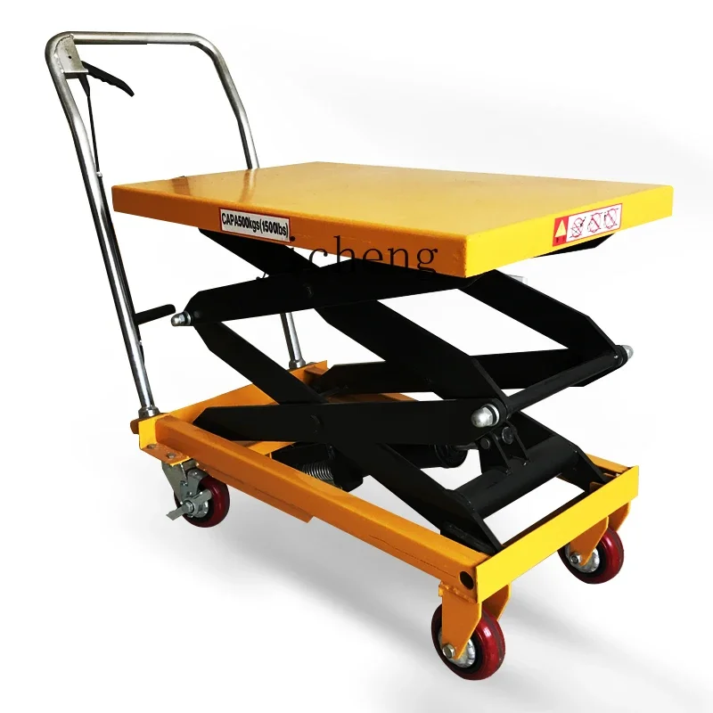 

ZK mobile manual hydraulic lift flatbed truck household small handling scissor lift