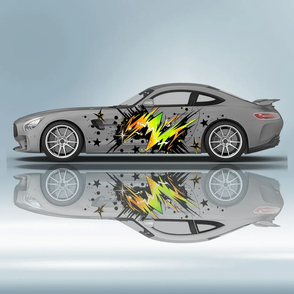 

Colorful Neon Geometry Car Vinyl Wraps Decal Self-adhesive PVC Sticker Suitable for Trucks SUV Decoration Auto Accessories Gift