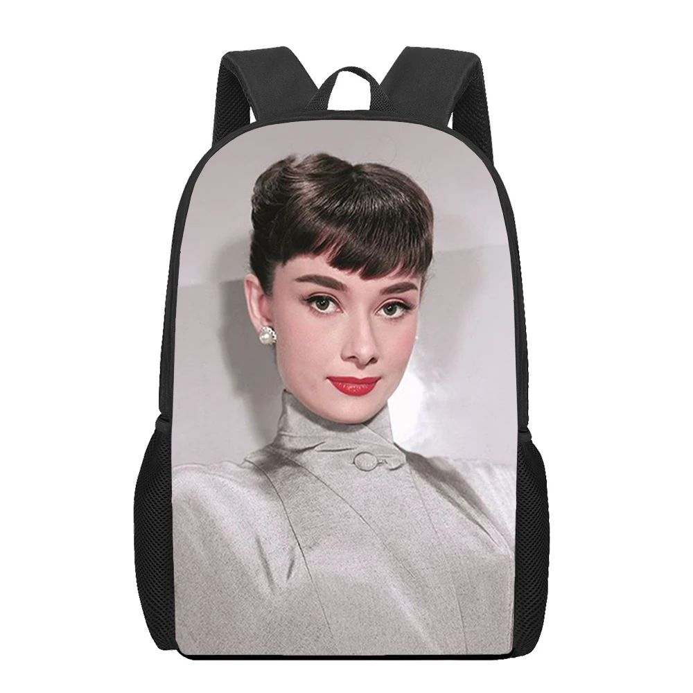 Sac à dos imprimé Audrey Hepburn pour hommes et femmes, sacs d'école pour enfants, sacs de rangement décontractés pour adolescents, sac à dos pour étudiants initié