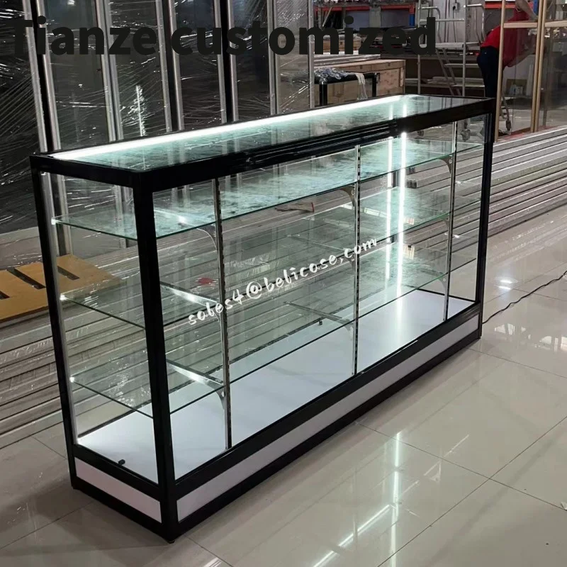 Customized-Shop Display Counter with Lighting Smoke Store High Quality Glass showcase Display Cases Smoke Shop