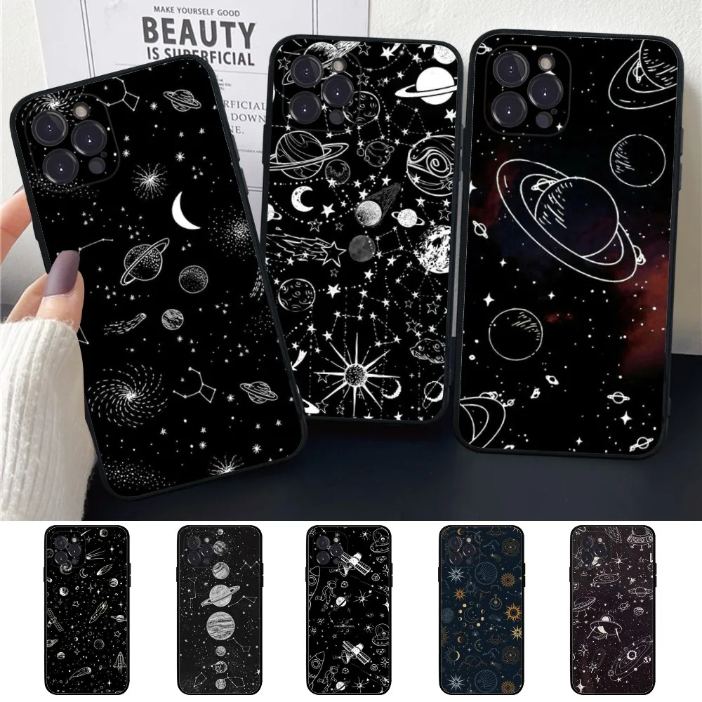 Sky Space Planet Moon Stars Phone Case Silicone Soft for iphone 15 14 13 12 11 Pro Mini XS MAX 8 7 6 Plus X XS XR Cover