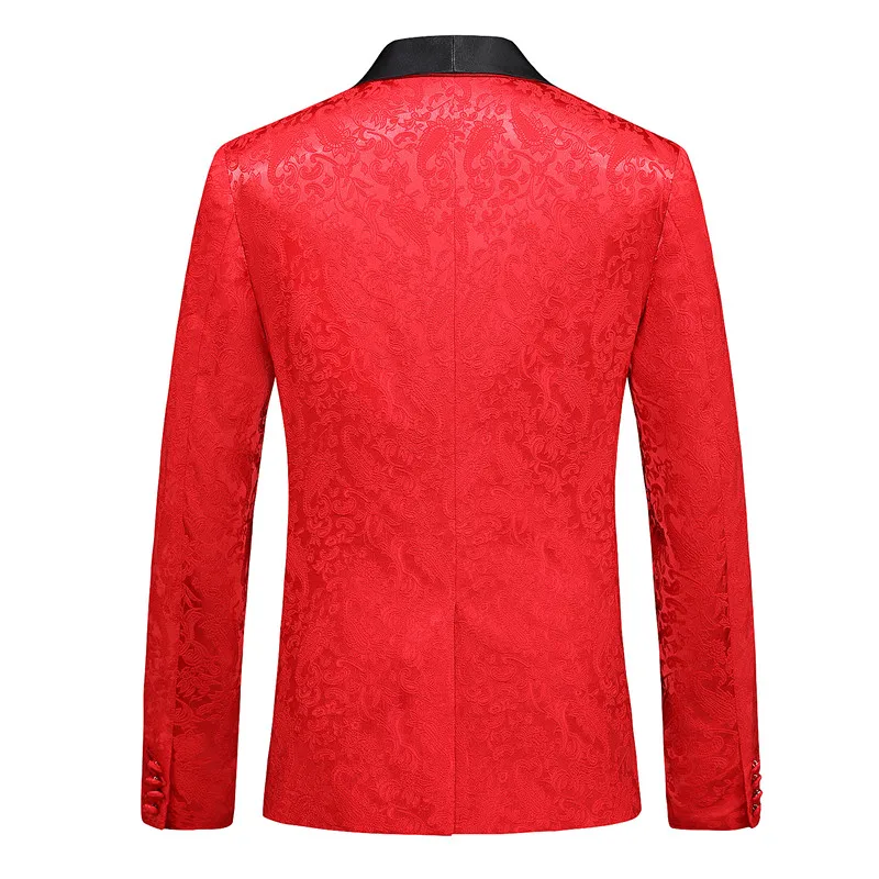 

White Jacquard Men's Suit Jacket, European Size - Red Sports Jacket, Wedding Party Slim Fit Jacket Top. XXXS-XXL