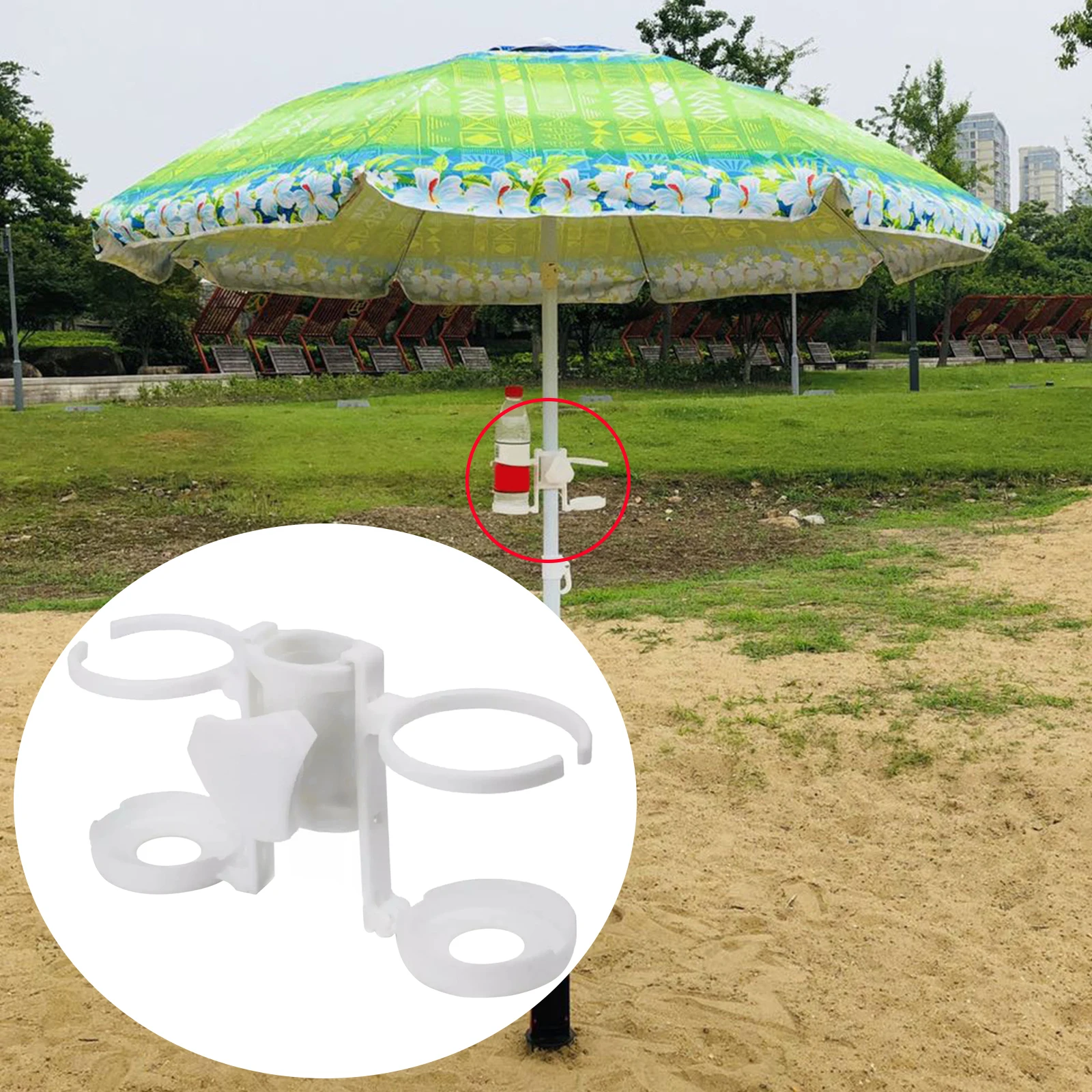 Beach Umbrella Cup Drink Holder Portable Drink Plastic Parasol Drink Umbrella Table Tray Patio Garden Cup for Boat Swimming Pool