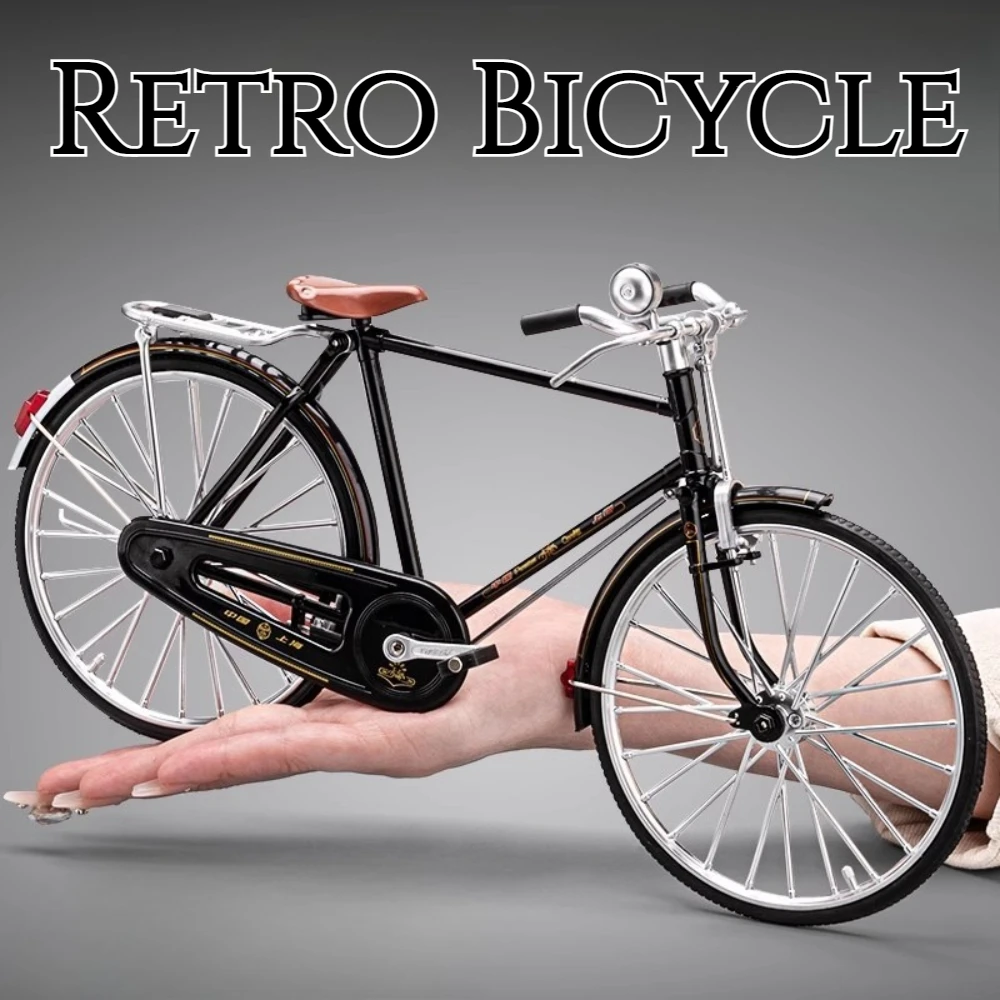 1:6 rétro vieux temps vélo moulé sous pression alliage modèle jouet voiture directionnable avant fin Simulation vélos modèles Collection garçons cadeaux jouets