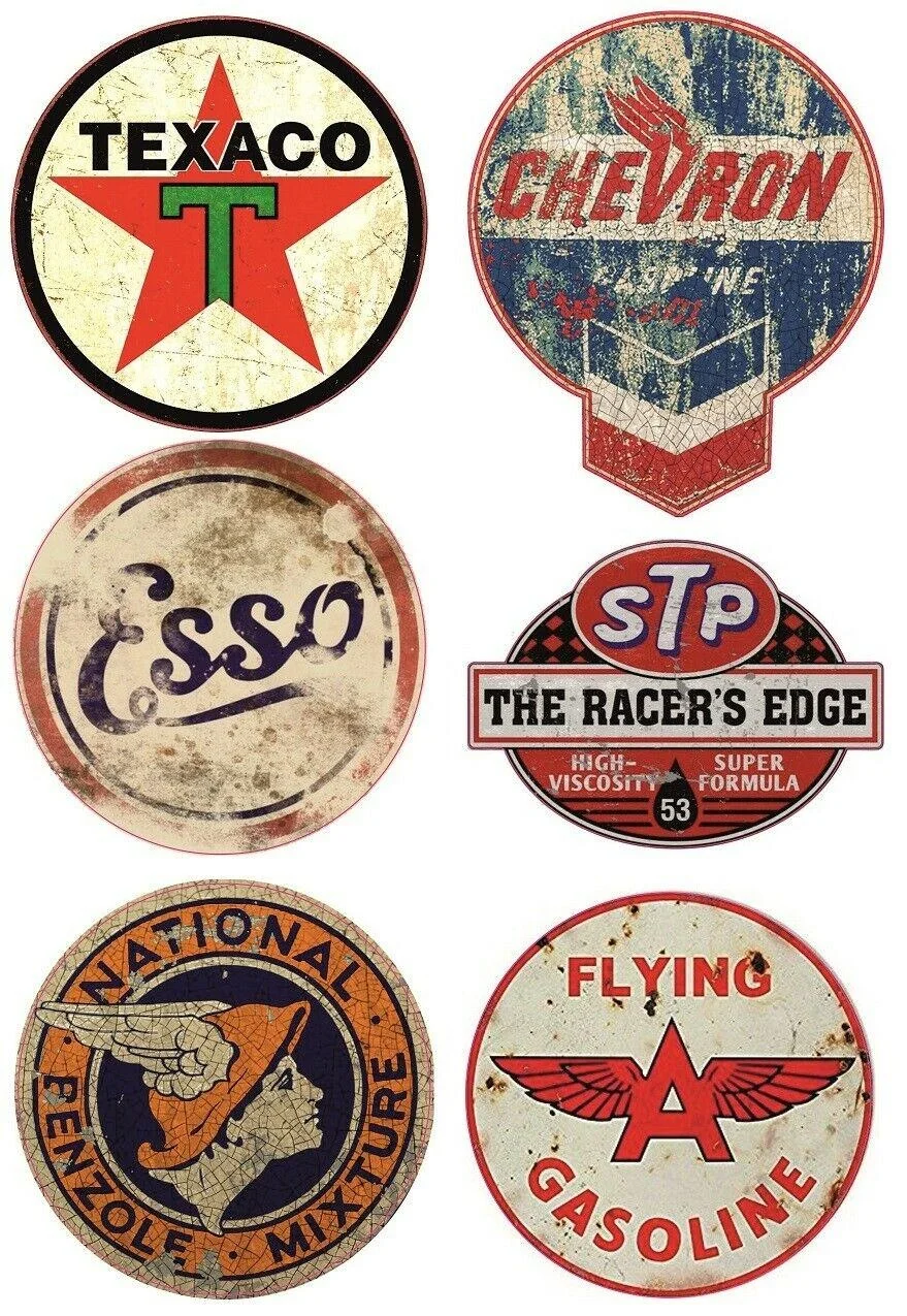 For 6x Vintage OIL Sticker STP Retro Racing Hotrod USA V8 Car Tuning 10*10cm