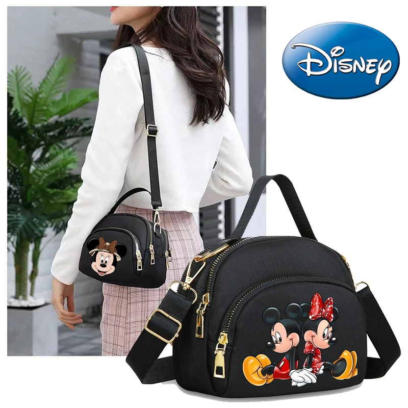 Mickey Minnie Mouse Women Crossbody Zipper Mobile Phone Shoulder Bag Female Handbag Cartoon Multifunction Small Bag Lady Purse