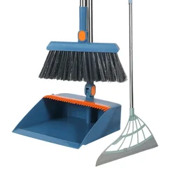 Broom and Scoop Set Household Broom and Dustpan Bathroom Water Wiper To Sweep Magic Brush Rotating Dustpan Cleaning Products