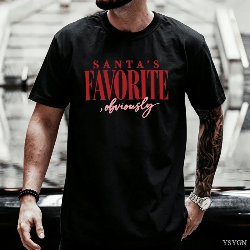 Santa's Favorite Obviously Sweatshirt Christmas Design Trendy Holiday Sweatshirts Men Harajuku Pullover Long Sleeve Hoodies Y2k