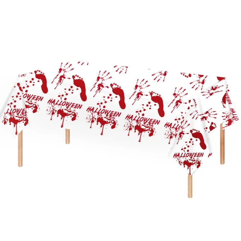 Halloween Bloody Handprint Tablecloth Horror Theme Tablecloths Scary Bloody Table Cover for Halloween Party Table Decoration