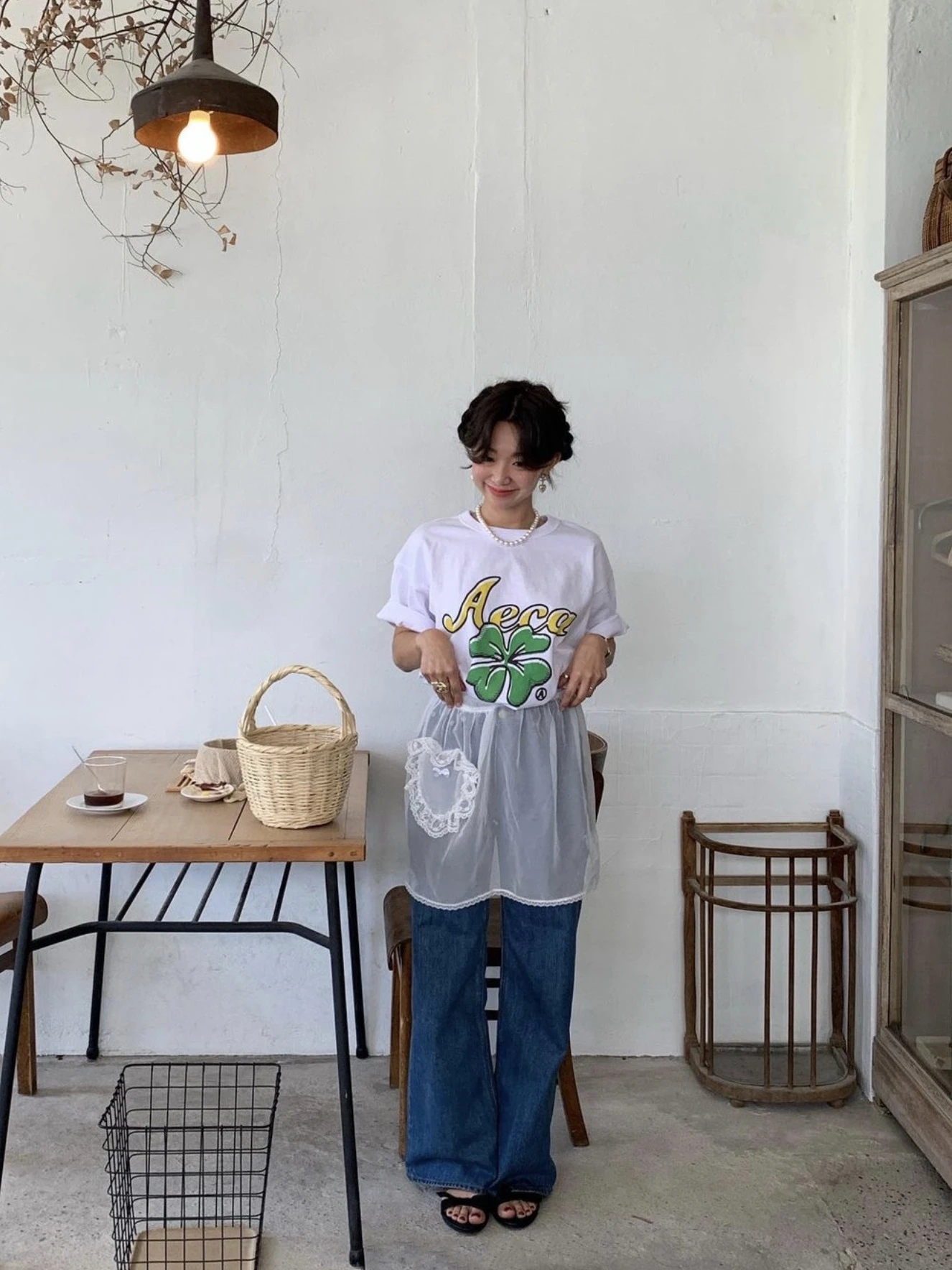 

Фартук Ele f с кружевной отделкой и галстуком-бабочкой, женская юбка из европейской органзы, полупрозрачная занавеска, многослойная одежда для поездок на работу