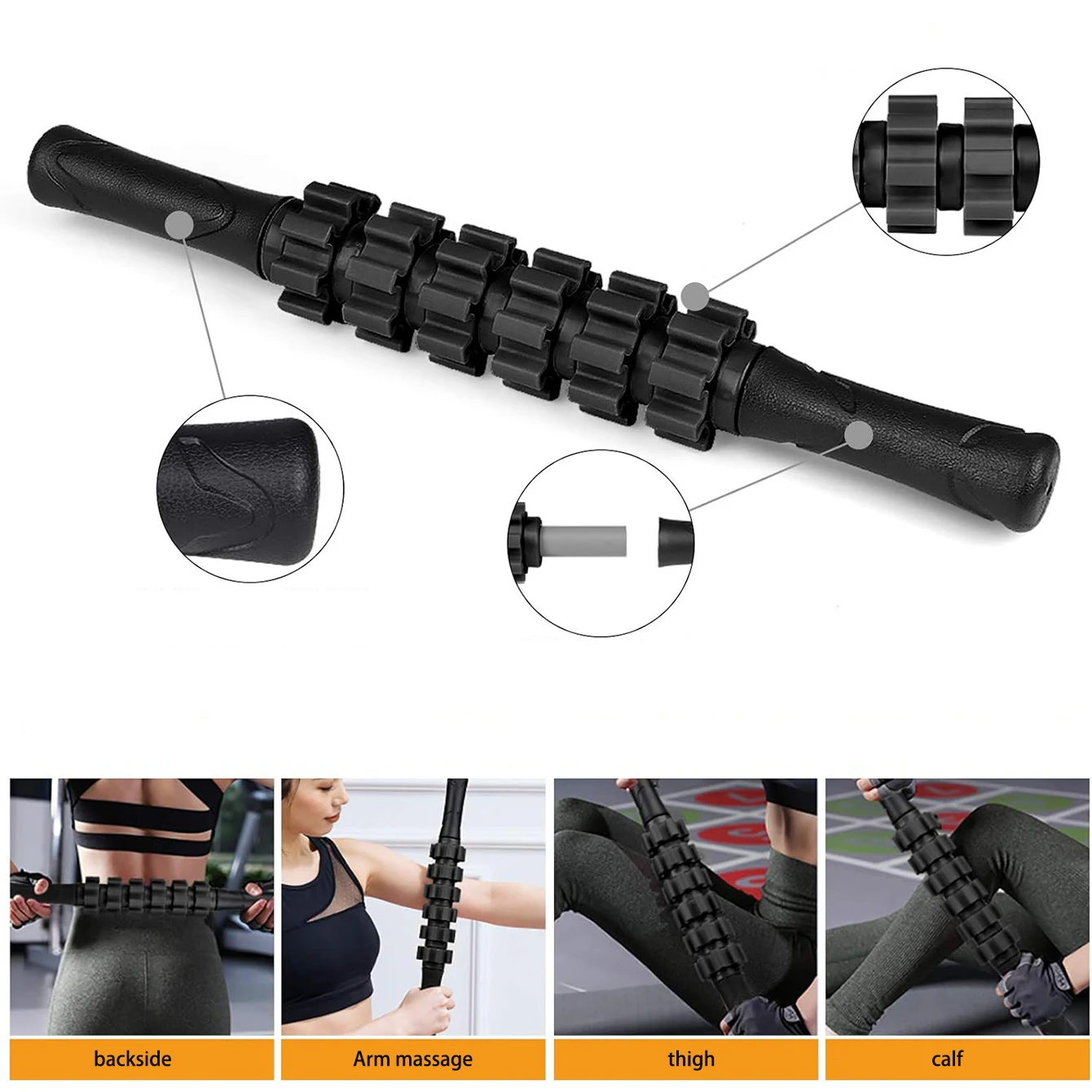 Yoga Training Tools for Fitness, Foam Roller, Massage Stick, Tensão Band, 2 Bolas de Massagem, Yoga Pilates, 6 em 1