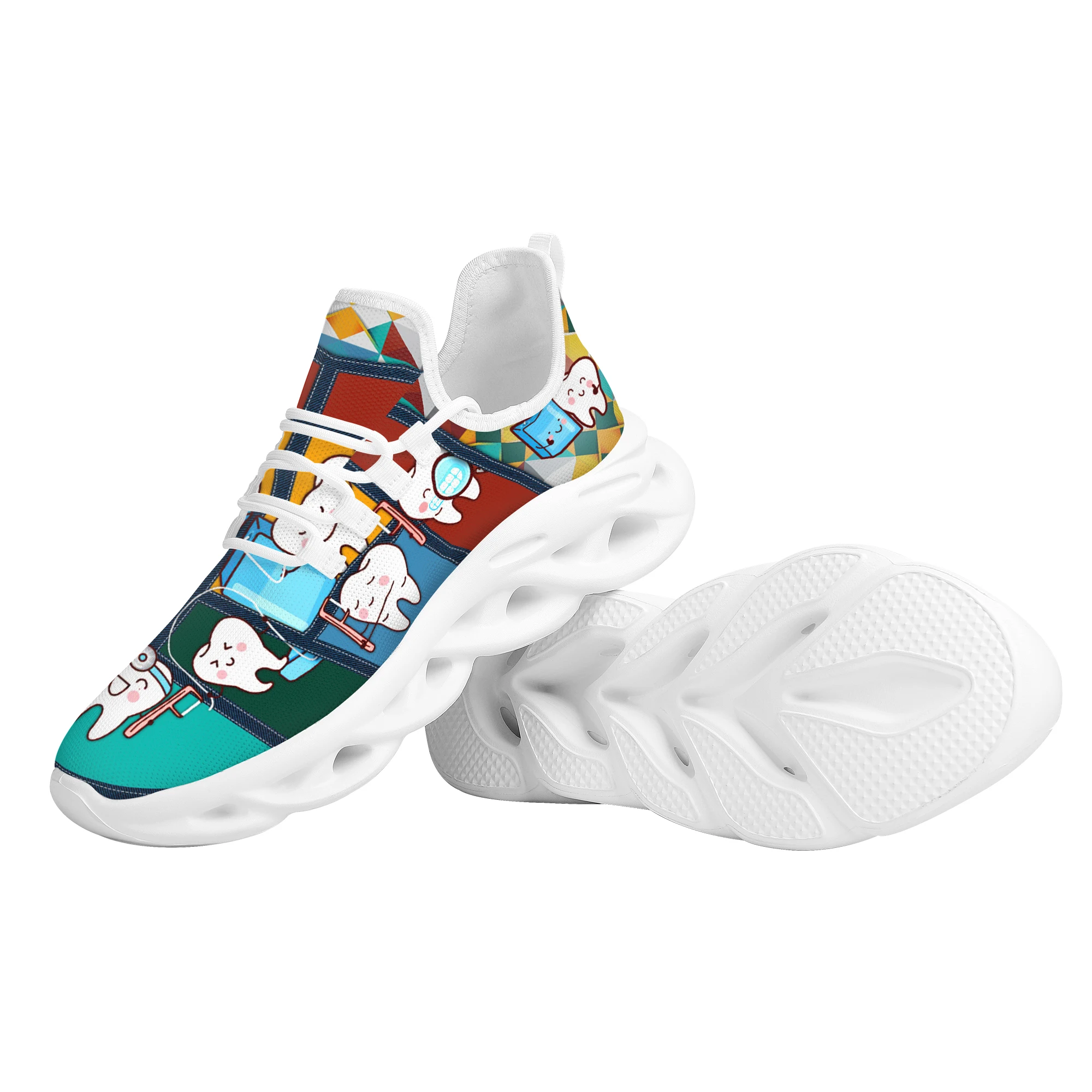 Grappige Cartoon Tand Design Platte Schoenen Moederdag Cadeau Antislip Gezellig Platform Swing Schoenen Nieuwe Trend Tandheelkundige Verpleegsneakers