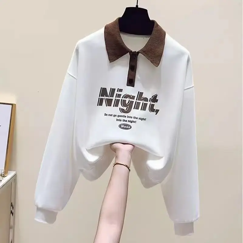 韓国の女性用バギーポロカラートップとワイドレッグパンツセット、大学スタイルの作業服、2ピースセット、春と秋